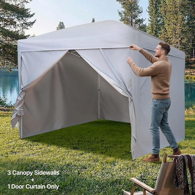 VEVOR Canopy Sidewalls, Fit for 10 x 10 ft Pop Up Canopy Tent, Tent Side Walls w/Waterproof Sunlight Protection Layer for Outdoor Event Tents, Vendor Booth, Camping (3 Sidewalls + 1 Door Curain Only)