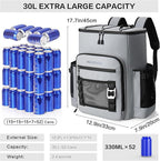 Large 52cans Waterproof Insulated Cooler Backpack for Men & Women, Leak Proof Backpack Cooler, Soft, 8Gal