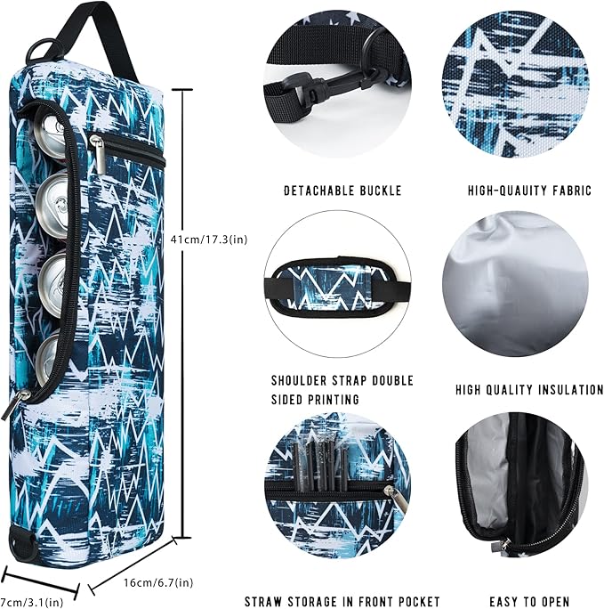 Golf Cooler Bag Plus Ice Pack Soft Sided Insulated Cooler Bag- Holds 6 Pack of Cans or 2 Wine Bottles - Grey Camo Golf Beer Sleeve Black Fits Discreetly in Golf Bags