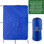 Wearable Blue Military Woobie Poncho Liner with Head Hole. Has Zippers That converts to Sleeping Bag. Water-Resistance, Ripstop Poncho Blanket with Drawstring Bag. Perfect for Outdoor Enthusiasts.