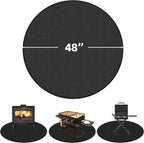 48" Round Fire Pit Mat for Solo Stove Bonfire – Heavy-Duty Fireproof Fiberglass, Double-Sided 1050°F Heat/Spark Shield – Reusable, Oil-Proof & Easy Clean for Lawn/Patio/Camping