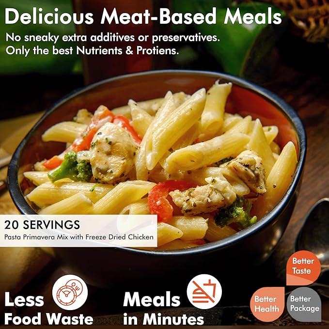 Numanna Family Pack with Meat Bucket 438 Servings | 3-Months Emergency Protein-Rich Meals | Easy to Prepare for Everyday Use, Prepping & Camping | 25+ Year Shelf Life | Made in USA | Food-Grade Bucket