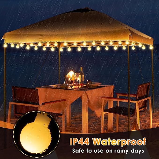 1 Pack LED Canopy Lights, 40ft 80LED Battery Powered Canopy Tent Lights Outdoor with 8 Modes, Warm White Canopy String Light for 10' x 10' Pop up Canopy Tent