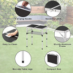 Small Folding Table, Aluminum 24" x 16" Adjustable Height Max 27.5" Folding Camping Table with Carrying Handle, Lightweight, Portable Camp Table for Outdoor Indoor Picnic Beach, Black