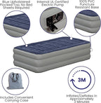 EMMA + OLIVER 18 Inch Twin Size Raised Inflatable Air Mattress with Internal Electric Pump