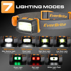 EverBrite Rechargeable Headlamp - 350 Lumens Headlight with Red/Green Light and Tail Light, 7 Lighting Modes with Memory Function, Perfect for Trail Running, Camping and Hiking