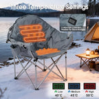 SunSettler Heated Camping Chair, Oversized Heated Outdoor Chairs for Adults with 3 Heat Levels, Portable Folding Padded Chair for Camp, Lawn, Sports (Battery NOT Included) (Grey, Oversized)