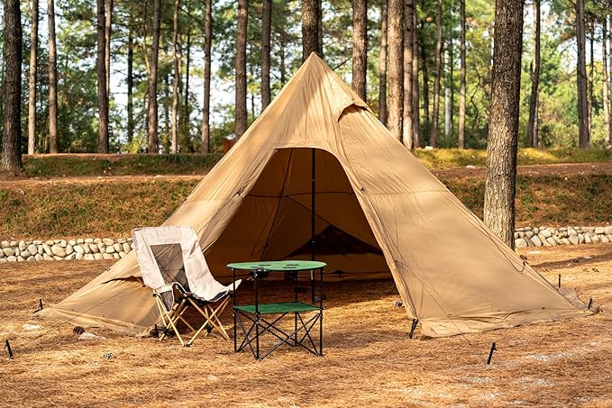 Hot Tent with Stove Jack Onefires Large Teepee Tent for Outdoor Family Camping 4-8 Person | with Stove Jack, Large, for Family Camping