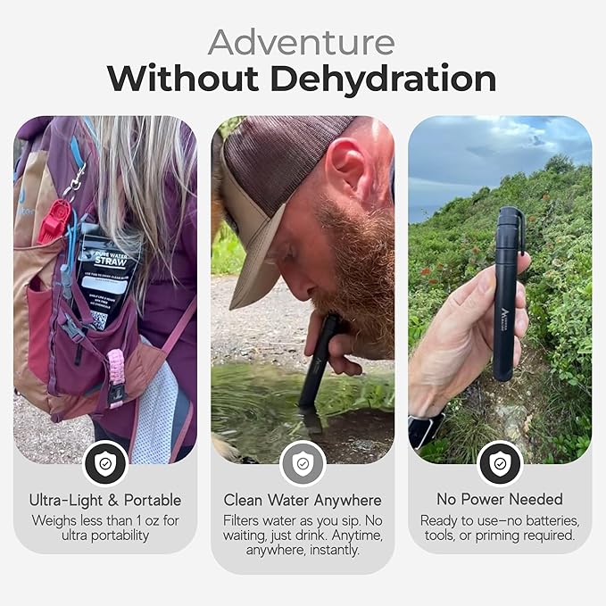 Sierra Madre Portable Water Filter Straw – 264 Gallon Water Filtration for Backpacking, Camping, Hiking, Travel - Ideal for Outdoor Emergency Hydration & Supplies - Portable & Lightweight (Pack 1)
