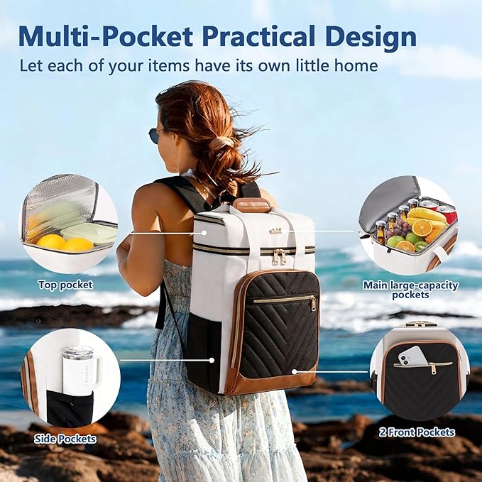 Backpack Coolers Insulated Leak Proof for Women Men, 35 Cans Large Capacity Waterproof Cooler Backpack, Soft Portable Cooler Bag for Beach Travel Camping Picnic Work