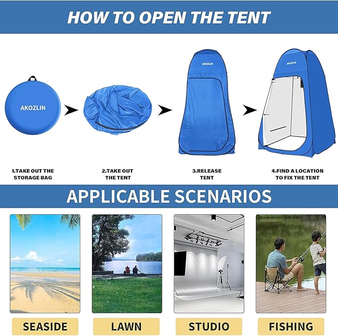 AKOZLIN Portable Pop Up Shower Tent Instant Privacy Dressing Changing Tent Outdoor Shower Room Camp Toilet Tent