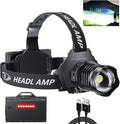 AMAKER LED Rechargeable Headlamp, High Lumens Super Bright with 5 Modes & IPX7 Level Waterproof USB Rechargeable Zoom Headlamp, 90° Adjustable for Outdoor Camping, Running, Cycling, Climbing