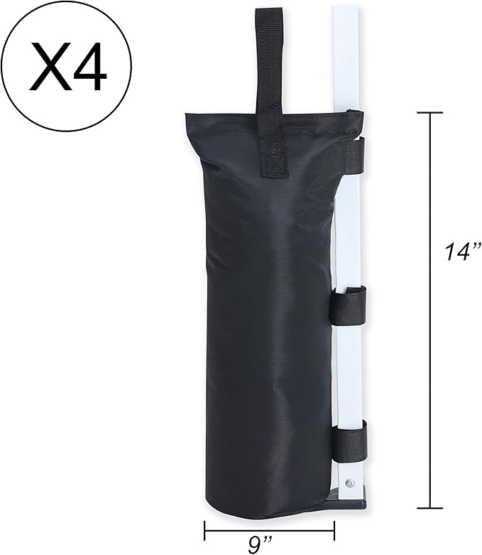 ABCCANOPY 100 LBS Extra Large Canpoy Sand Bags for Ez Pop up Canopy Tent Outdoor Instant Canopies, 4-Pack, Black (Without Sand)