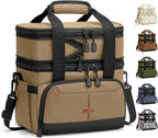 Lunch Box For Men Women Double Deck Insulated Lunch Bag For Men Woman Leakproof Expandable Cooler Bag with Adjustable Shoulder Strap for Kids Shool Work Picnic Camping(Khaki,Large)