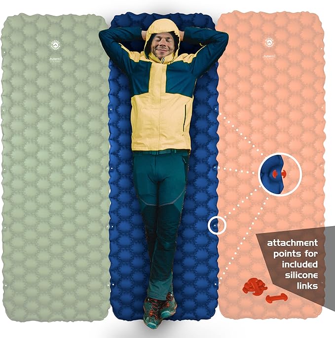 ECOTEK Outdoors Hybern8 Lynx - Linkable, Oversized Sleeping Pad - Innovative & Easy to Use - Lightweight & Compact - Perfect for Backpackers, Overlanders, Couples, and Families (Evergreen)