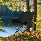 Leonyo 2 Pcs Portable Camping Chairs for Adults, Oversized Lawn Chair with Folding Camping Table for Outdoor Sports, Fishing, Rv Travel, Beach, Picnic – Black