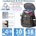 Backpack Coolers Insulated Leak Proof 30 Cans, Soft Sided Insulated Cooler Bags Ice Chest Backpack for Beach Travel Camping, with Reusable Ice Packs