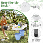 Giantex 5 FT Folding Ice Table with Double Sinks and Drains, Portable Ice Cooler Table with Removable Skirt, No Assembly, Foldable in Half, Fill and Chill Stand for Party Camping BBQ Wedding, White