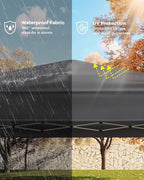 10x10 Pop Up Canopy Tent, Easy Up Canopy with 3 Adjustable Height, Outdoor Sun Shade with 4 Sandbags & Carrying Bag for Camping, Parties,Outdoor Events-Grey