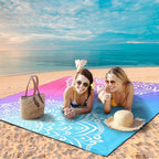 Beach Blanket Waterproof Sandproof Beach Mat 79" X 83"/10'x9'for 2-8 Adults Quick Drying Outdoor Picnic Mat Beach Accessories for Travel, Camping, Hiking