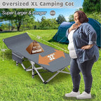 H&ZT Adults Patio Chaise with Mattress, Outdoors Portable Bed Frame for Adults