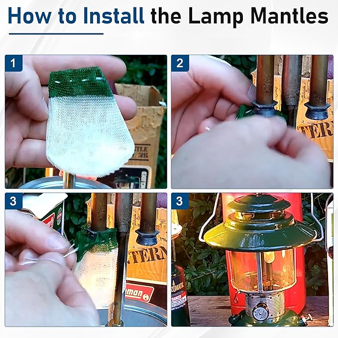 40-Pack Upgrade Camping Lantern Accessories, Camping Lantern Mantles for Coleman Standard String Tie #21 Mantles