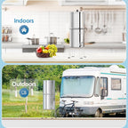 AQUA CREST Gravity Water Filter System, 304 Stainless Steel Countertop System with 4 Filters and Anti-Slip Stand, Reduce Fluoride and Chlorine, 2.25G, for Home, Camping, RVing, Off-Grid, Emergencies
