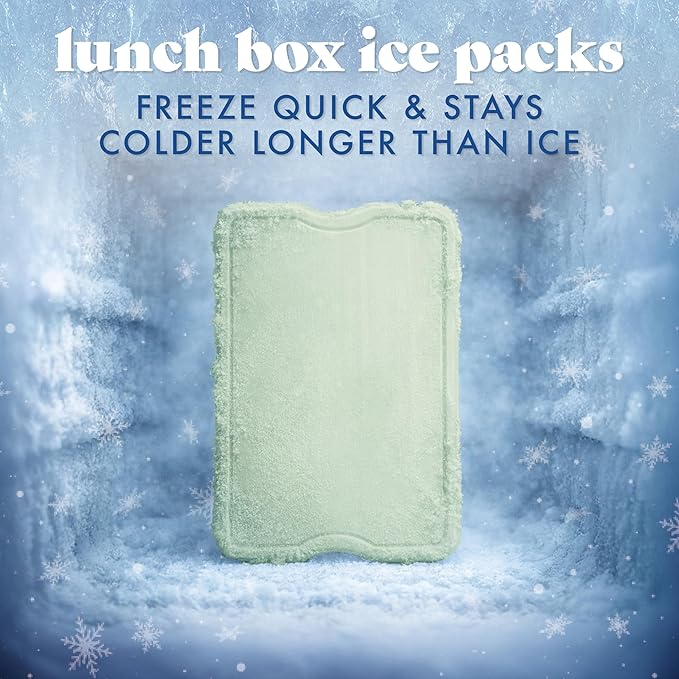 Cool Coolers by Fit & Fresh XL Slim Ice Packs, Quick Freeze Reusable Ice Packs for Lunch Boxes & Coolers, Long-Lasting, Space Saving Cooler Ice Packs, Sage, 4Pk