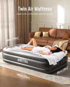 Airefina Twin Air Mattress with Built-in Pump, Upgraded 18" Raised Blow Up Air Bed, Fast 2-Min Self-Inflation, Comfortable Inflatable Mattress for Home Guest & Camping, Incl. Carry Bag & Repair Kit