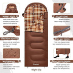 KingCamp Sleeping Bag for Adults, Cold Weather & Warm XL Big and Tall Flannel Sleeping Bags with Compression Sack Portable Waterproof Essentials Gear Accessories for Outdoor Camping