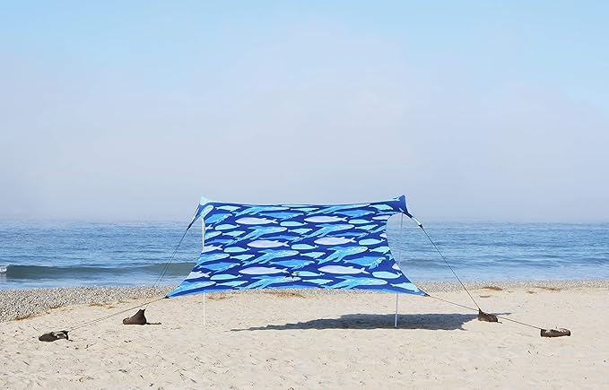 Neso Grande Portable Beach Tent Sun Shelter - Lightweight Beach Shade Canopy - Easy Setup for Family Outings - Patented Reinforced Corners - UPF 50+ Sun Protection - 7ft Tall, 9 x 9ft