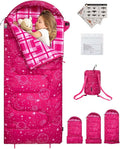 KingCamp 45°F Kids Sleeping Bag, Lightweight Waterproof & Compact Flannel Sleeping Bags Cold Weather & Warm Youth Essentials Gear Accessories for Camping, Fits 10-12 Children up to 4'7"-5'5" Tall
