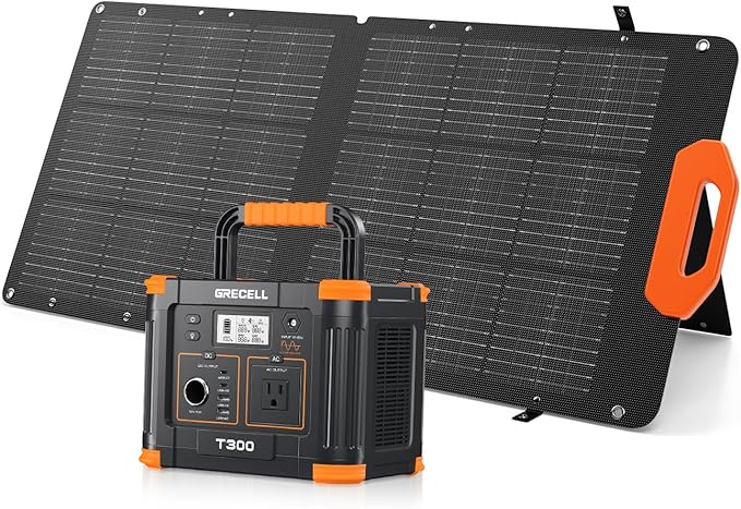 Portable Power Station 330W With 100W Solar Panel, Solar Generator Fast Charging Emergency Power Backup Battery UPS for Home Outage RV/Van Road Trip Camping
