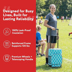 dbest products Ultra Compact Cooler Smart Cart, Moroccan Tile Insulated Collapsible Rolling Tailgate BBQ Beach Summer