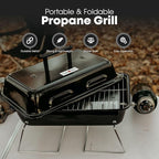 GasOne GPT-25 Propane Burner Gas Grill with Foldable Legs – Portable Grill Propane BBQ Grills with Adjustable Regulator – Heavy Duty Metal Construction – Easy to Assemble, Compact Foldable Design