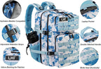LHI Military Tactical Backpack for Men and Women 45L Army 3 Days Assault Pack Bag Large Rucksack with Molle System - Light blue tie-dye