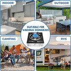 Single Burner Propane Stove 15000 BTU, Portable Gas Propane Stove 1 Burner, Camping Stove Propane with LPG Adapter Hose for Indoor and Outdoor Kitchen Cooking
