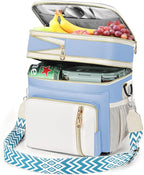 LOKASS Lunch Box for Women/Men-16L-Insulated Lunch Bag, Expandable Double-layer Leakproof Cooler Bag with Upgrade Adjustable Shoulder Strap Ideal for Work/Travel/Picnics（Sky Blue）