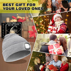 VIBELITE LED Beanie Hat with Light, USB Rechargeable LED Headlamp for Hiking, Camping, Gifts for Men, Dad, Teen Boys, Husband, Women, Boyfriend, Birthday Gifts for Women, Grey