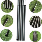 Tent Poles Adjustable Tarp Poles Steel Rods for Tarp Canopy Camping Replacement Set of 2 +Pegs & Reflective Ropes