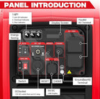 2450-Watt Dual Fuel Inverter Generator for Home Use, 1.6Gallon Large Fuel Tank Up to 8.3 Hours Use, 120V Gas Powered Generator Super Quiet - EPA Compliant, Red