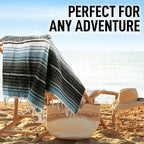 Hydration Nation Authentic Large Handwoven Mexican Blanket - Soft Yoga- Durable Serape- Lightweight Falsa, Beach, Camping, Picnic, Outdoor Blanket 70"x50" - Aqua Sky