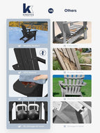 KINGYES Folding Adirondack Chair with Dual Cup Holders - HDPE All-Weather Outdoor Chairs, Wood-Like Patio Chair for Backyard, Camping, Pool & Fire Pit, Black