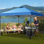GDY 12x12 Pop Up Canopy Patio Carpas, One Push Set up with Central Lock Canopy with Wheeled Carry Bag, Included 4 Sandbaogs,8 Stakes and 4 Ropes, Blue