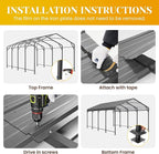 12' x 20' Metal Carport, Heavy Duty Canopy with Updated Roof & Enhanced Base, Multi-Use Carport Garage for Car, Truck, Boat, Tractors, Party, Grey