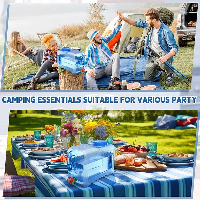 2 Pack 3.2 Gallon Water Container with Spigot Portable Water Tank for Camping No Leakage Watering Dispenser Jug with Tap for Road Trips Outdoor Hiking Emergency Storage Vehicle Picnic Home