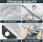 TICONN Heavy Duty Tarp Cover, Extra Thick Tarps Waterproof Tear and Rip Proof UV Resistant Tarpaulin with Reinforced Grommets and Edges (10 Mil, 10'×10')