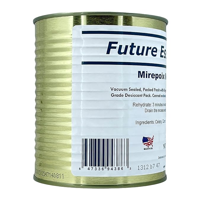 Future Essentials Freeze Dried Dehydrated Mirepoix Mix Dried Carrots, Celery & Onions (Soffritto) 7.5 Oz Each Can Shelf-Stable Emergency Food Supply Easy Prep for Camping, Hiking & Survival Pack of 12