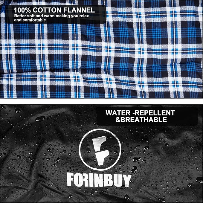 Flannel Sleeping Bag Cold Weather for Adults XL Camping Cotton Sleeping Bag 4 Season Big and Tall, Waterproof with Compression Sack