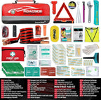 General Medi 127-Pieces Roadside Car Emergency Kit Include Mini First Aid Kit, Jumper Cables,Tow Rope, Bandage, Safety Vest, Emergency Triangle, All in One Pack